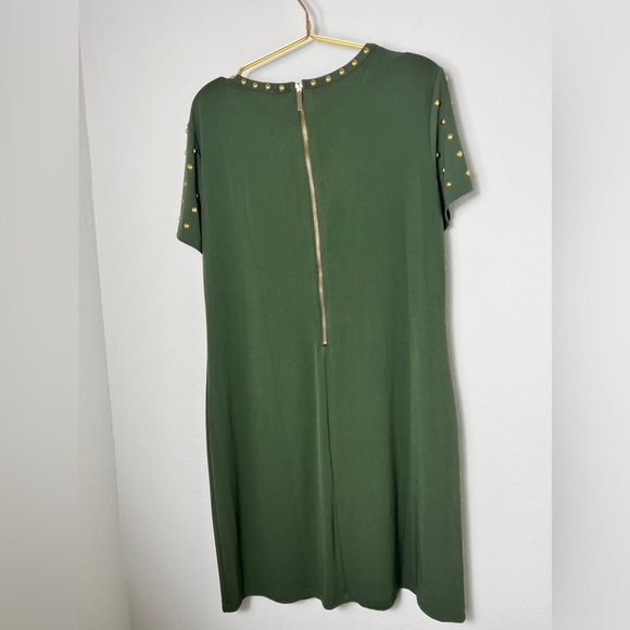 EUC CARMEN MARC VALVO Studded Green Dress Size Large - Picture 7 of 11